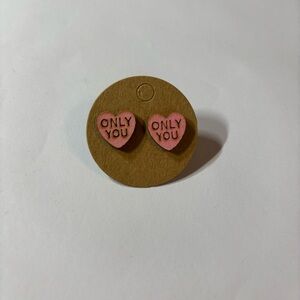 Conversation Romantic Pink Heart Earrings